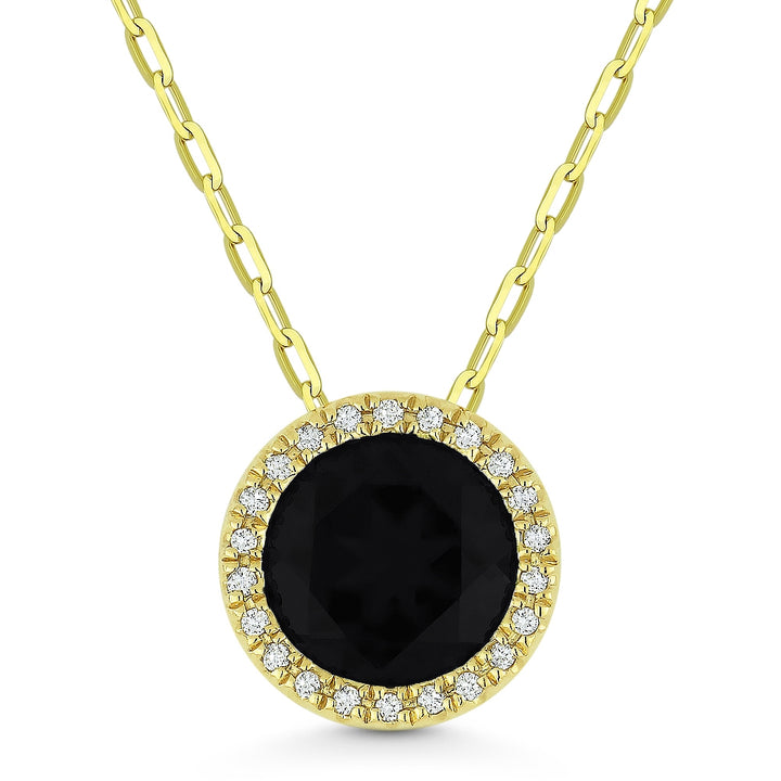 Madison L 14K Yellow Gold Black Onyx Round Pendant - style N1041BOY