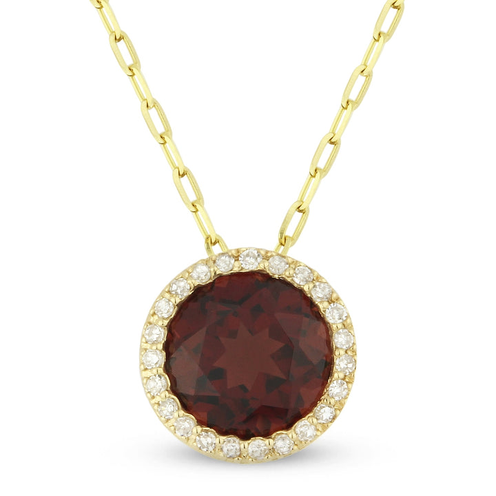 Madison L 14K Yellow Gold Garnet Round Pendant - style N1041GAY