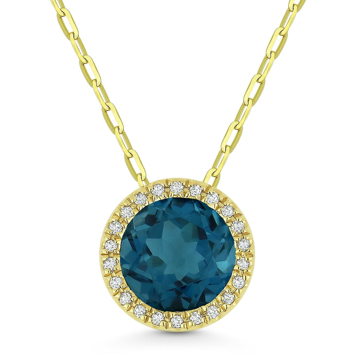 Madison L 14K Yellow Gold London Blue Topaz Round Pendant - style N1041LBTY