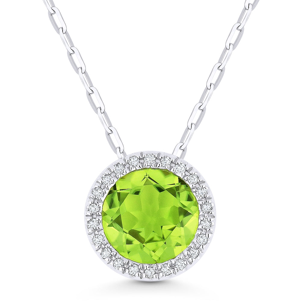 Madison L 14K White Gold Peridot Round Pendant - style N1041PRW