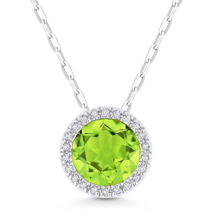 Madison L 14K White Gold Peridot Round Pendant - style N1041PRW