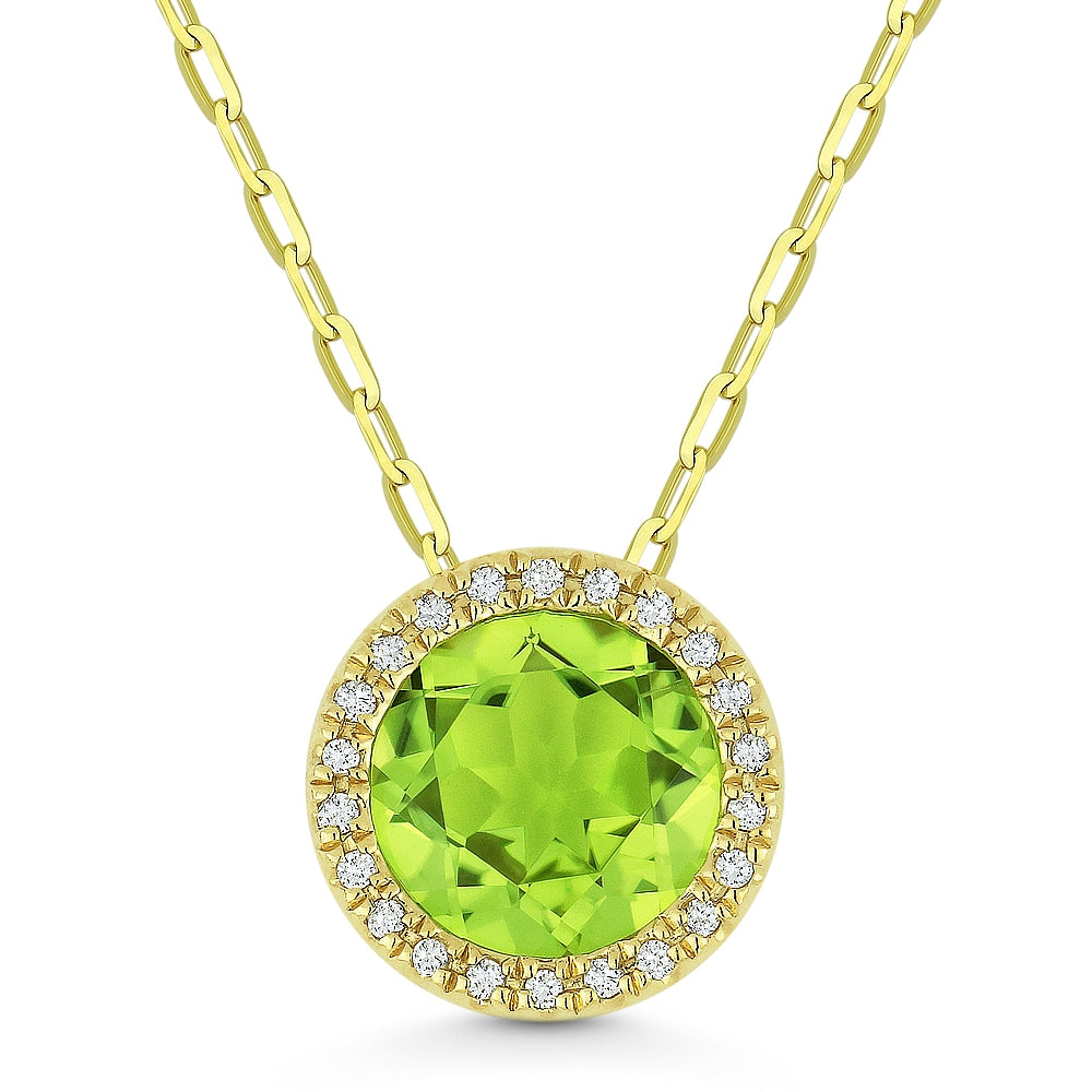 Madison L 14K Yellow Gold Peridot Round Pendant - style N1041PRY