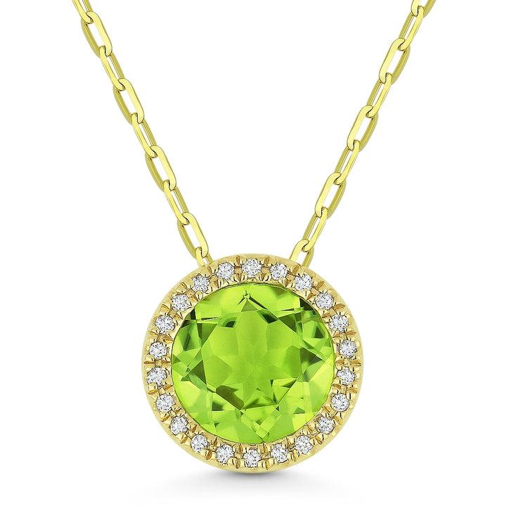 Madison L 14K Yellow Gold Peridot Round Pendant - style N1041PRY