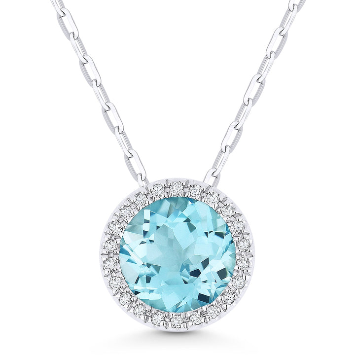 Madison L 14K White Gold Swiss Blue Topaz Round Pendant - style N1041SWBTW