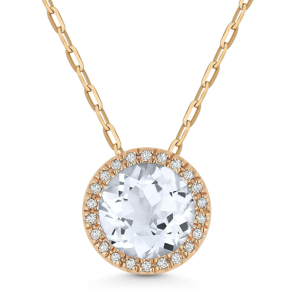 Madison L 14K Rose Gold White Topaz Round Pendant - style N1041WTP