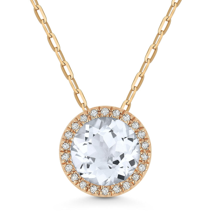 Madison L 14K Rose Gold White Topaz Round Pendant - style N1041WTP