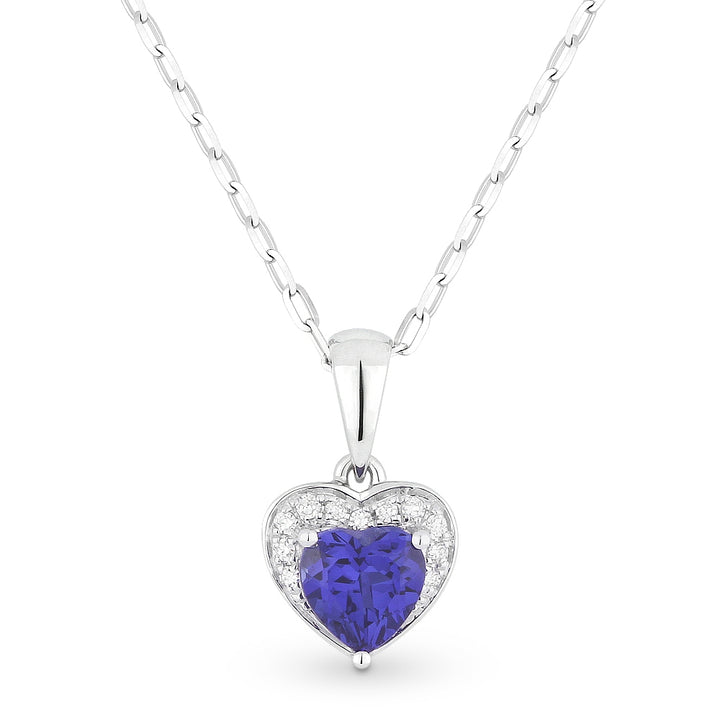Madison L 14K White Gold Created Sapphire Heart Pendant - style N1043BCW