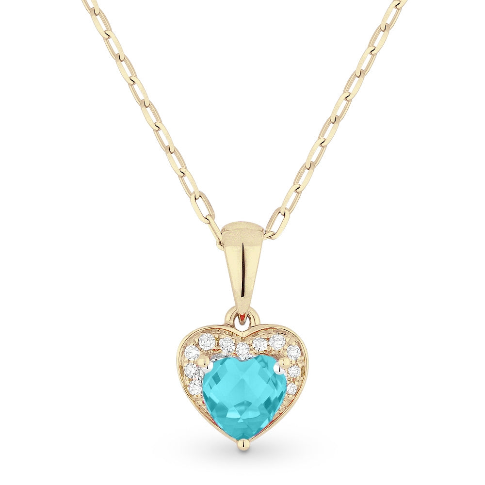Madison L 14K Yellow Gold Created Tourmaline Paraiba Heart Pendant - style N1043CPARY