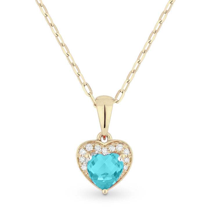 Madison L 14K Yellow Gold Created Tourmaline Paraiba Heart Pendant - style N1043CPARY