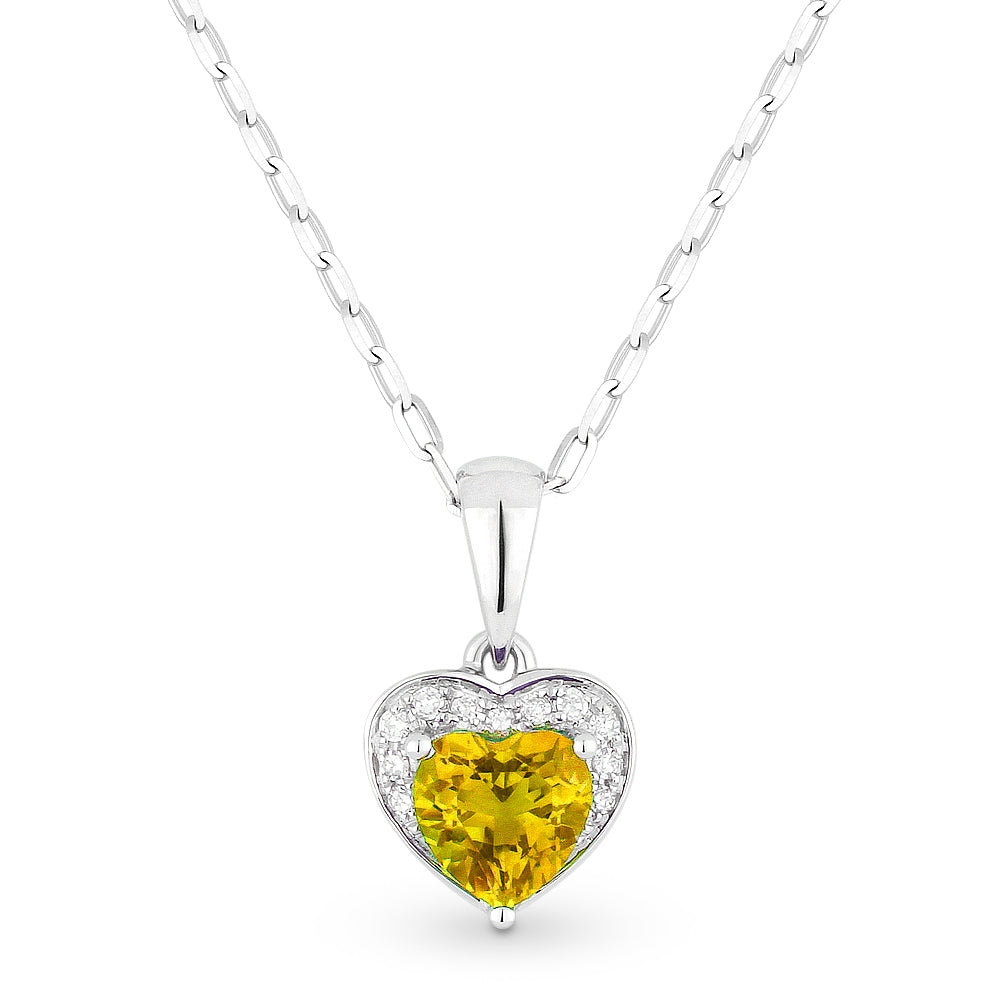 Madison L 14K White Gold Citrine Heart Pendant - style N1043CTW
