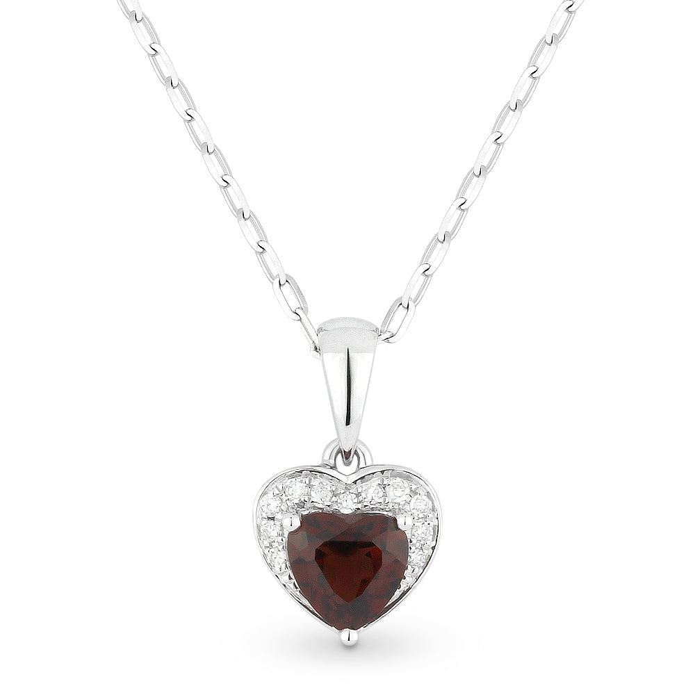 Madison L 14K White Gold Garnet Heart Pendant - style N1043GAW