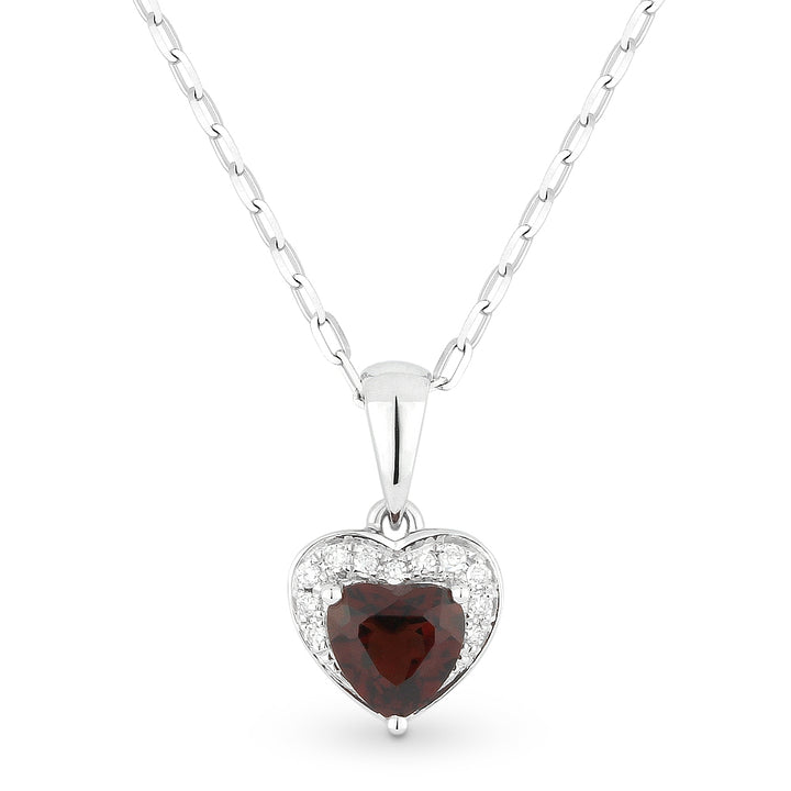 Madison L 14K White Gold Garnet Heart Pendant - style N1043GAW