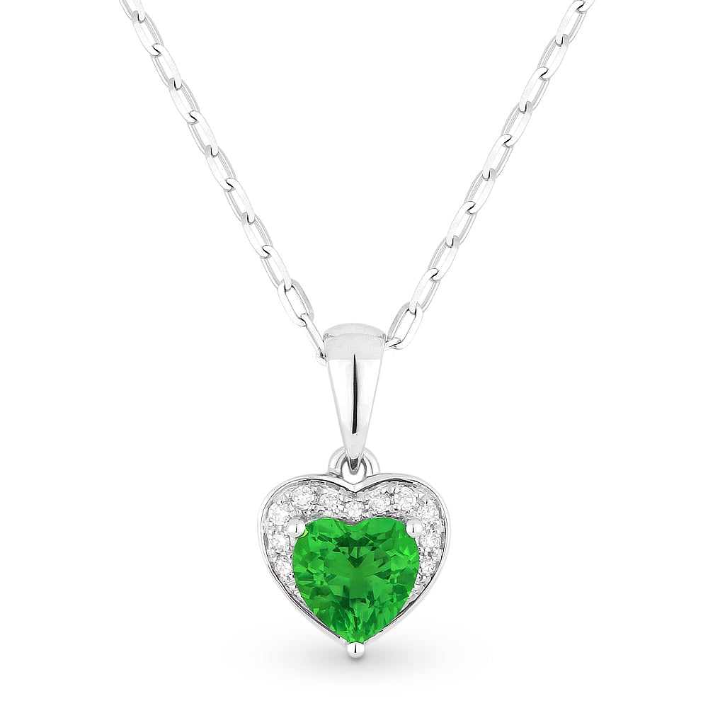 Madison L 14K White Gold Created Emerald Heart Pendant - style N1043GCW