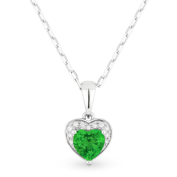 Madison L 14K White Gold Created Emerald Heart Pendant - style N1043GCW