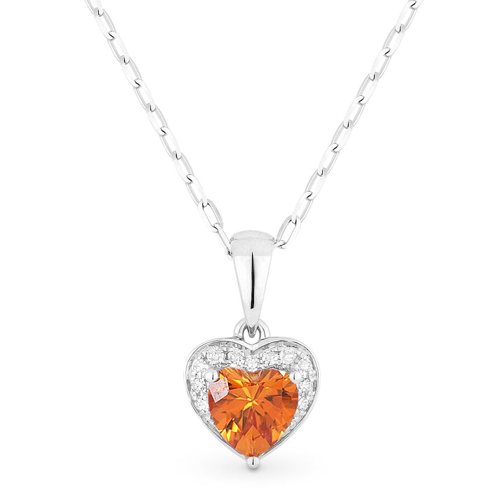 Madison L 14K White Gold Created Padparadscha Heart Pendant - style N1043OCW