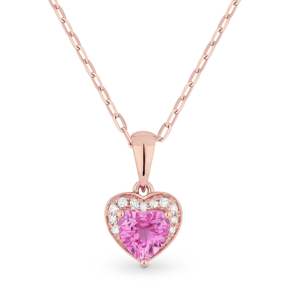 Madison L 14K Rose Gold Created Pink Sapphire Heart Pendant - style N1043PCP