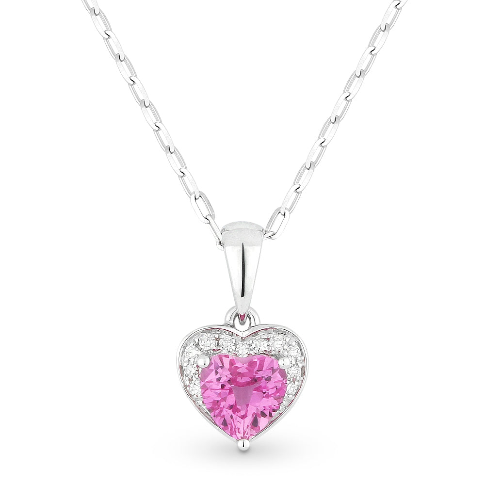 Madison L 14K White Gold Created Pink Sapphire Heart Pendant - style N1043PCW