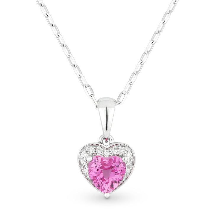 Madison L 14K White Gold Created Pink Sapphire Heart Pendant - style N1043PCW