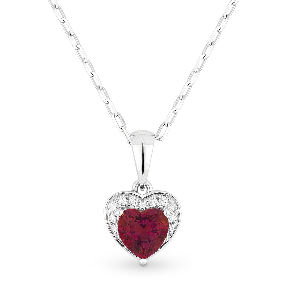 Madison L 14K White Gold Created Ruby Heart Pendant - style N1043RCW