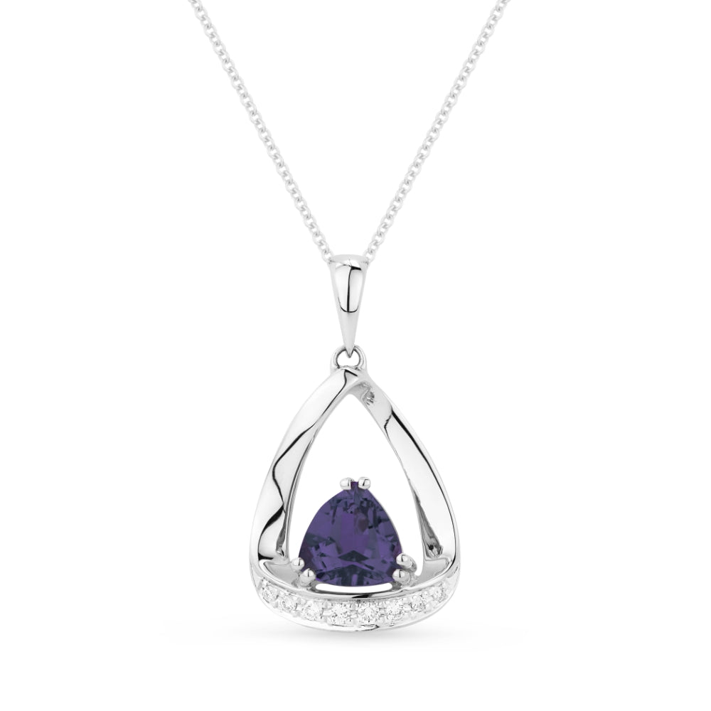 Madison L 14K White Gold Created Alexandrite Pear Pendant - style N1045AXW