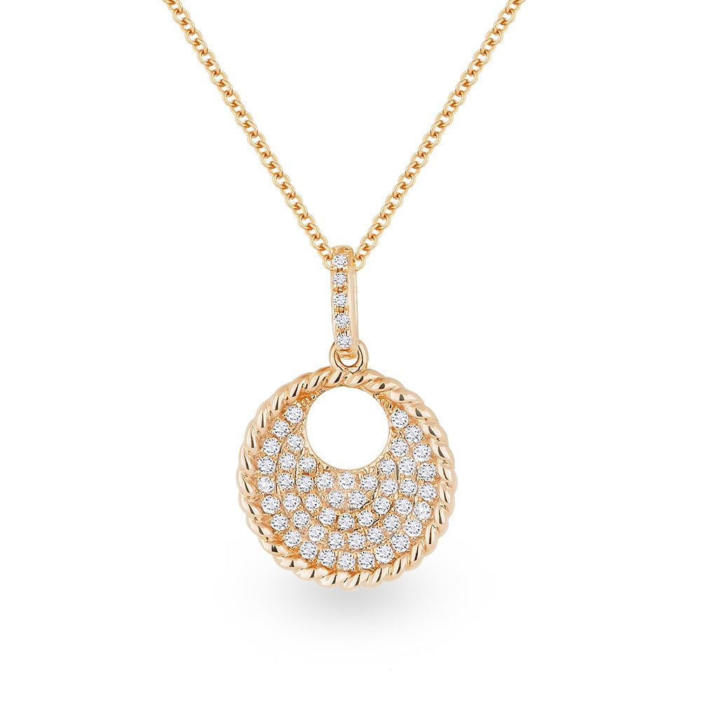 Madison L 14K Rose Gold Diamond Round Pendant - style N1047P