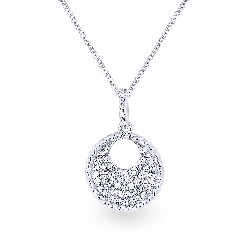 Madison L 14K White Gold Diamond Round Pendant - style N1047W