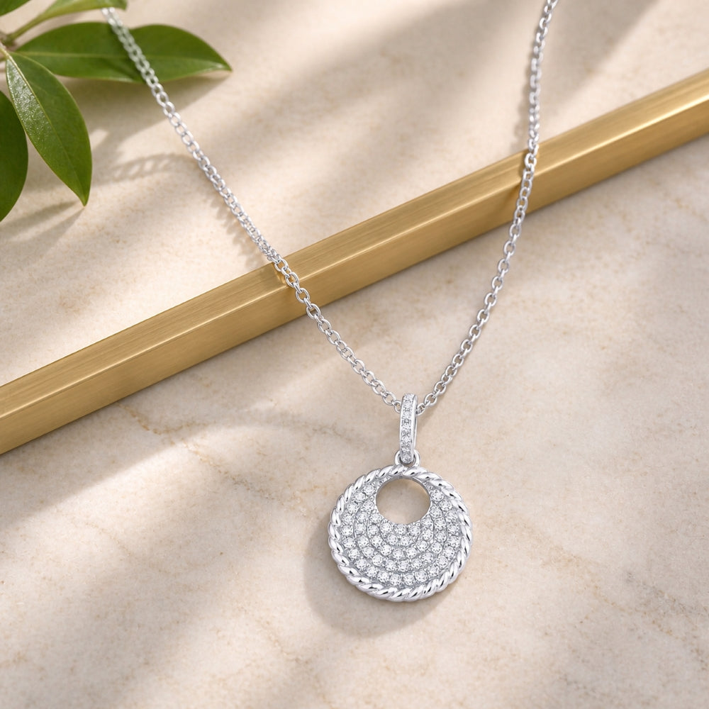 N1047 - 14K Gold Diamond Round Pendant