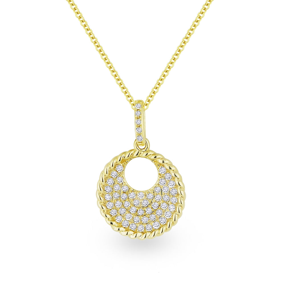 Madison L 14K Yellow Gold Diamond Round Pendant - style N1047Y