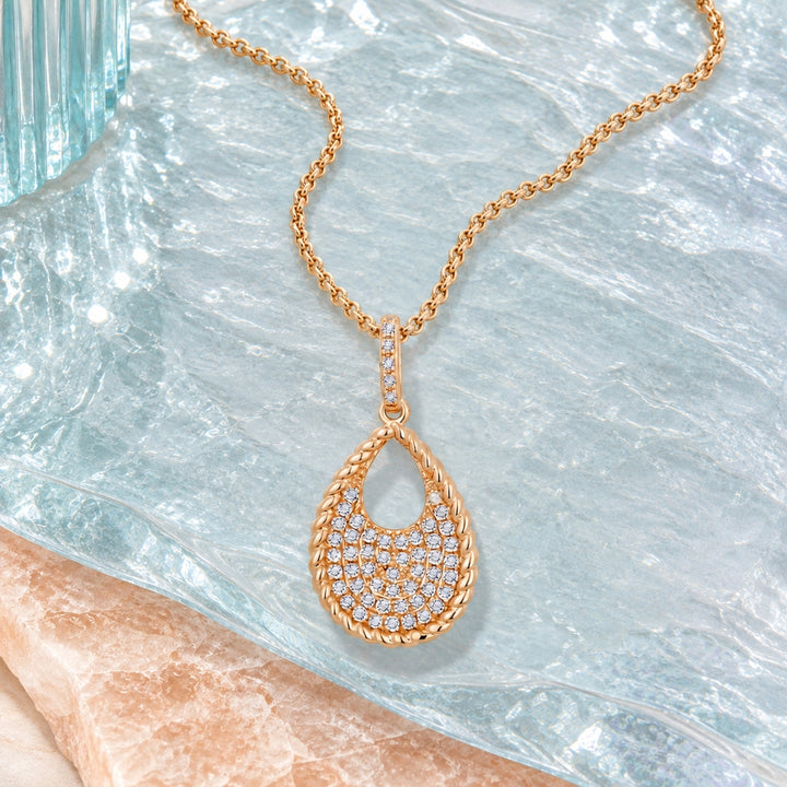 N1049 - 14K Gold Diamond Pear Pendant
