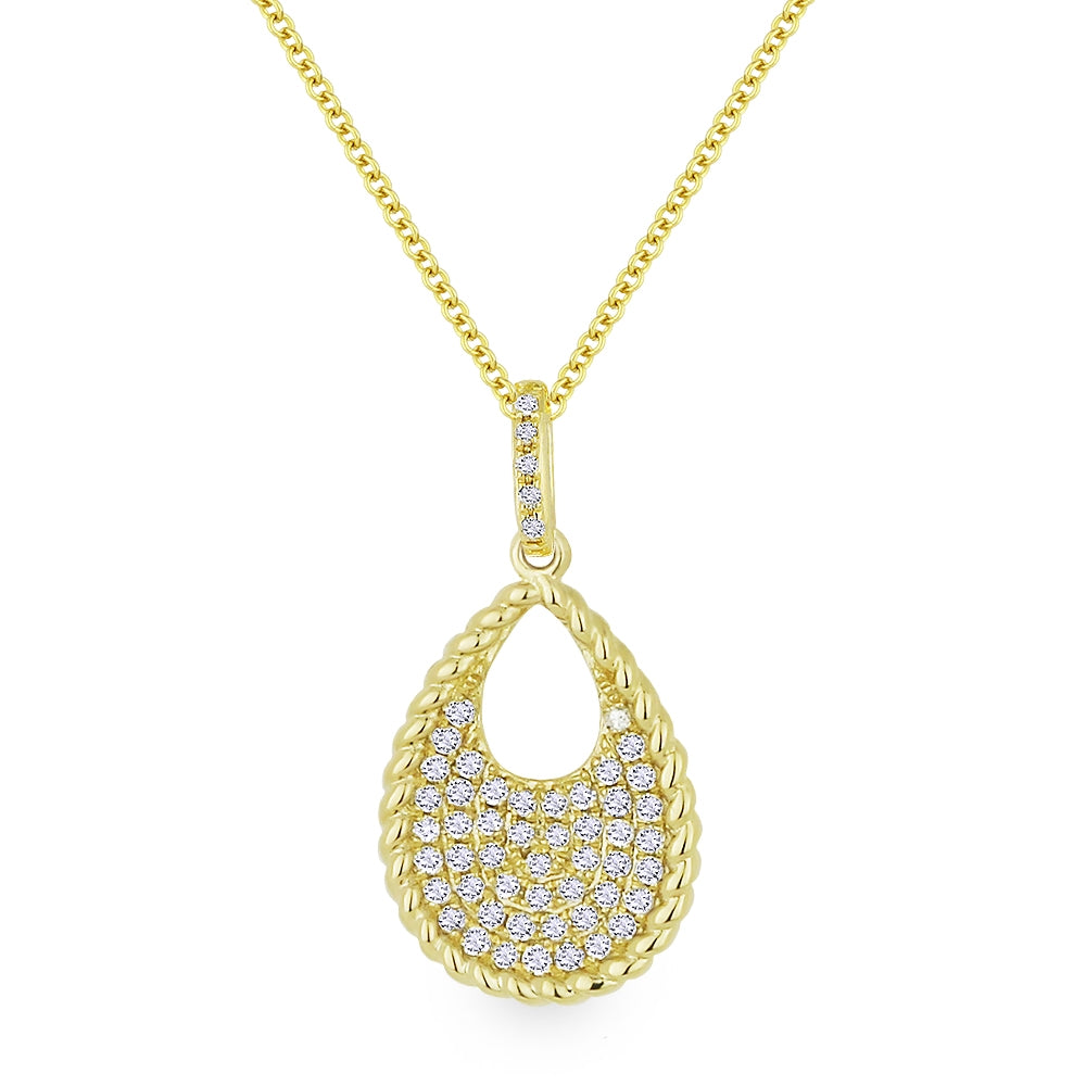 Madison L 14K Yellow Gold Diamond Pear Pendant - style N1049Y