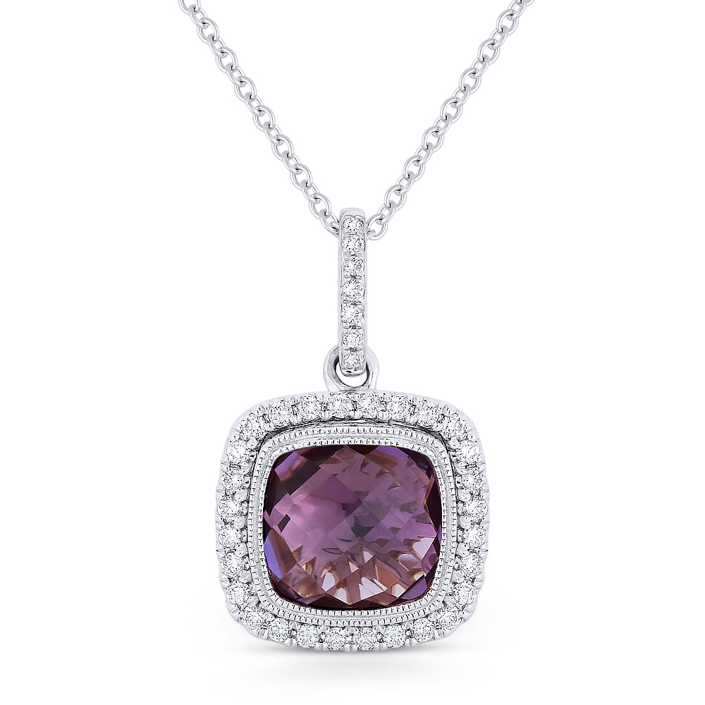 Madison L 14K White Gold Amethyst Cushion Pendant - style N1058AMW