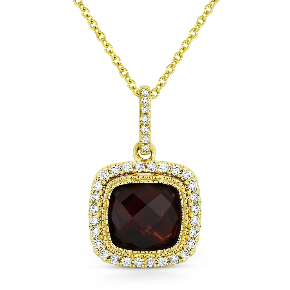 Madison L 14K Yellow Gold Garnet Cushion Pendant - style N1058GAY