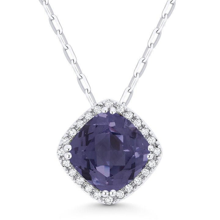 Madison L 14K White Gold Created Alexandrite Cushion Pendant - style N1060AXW