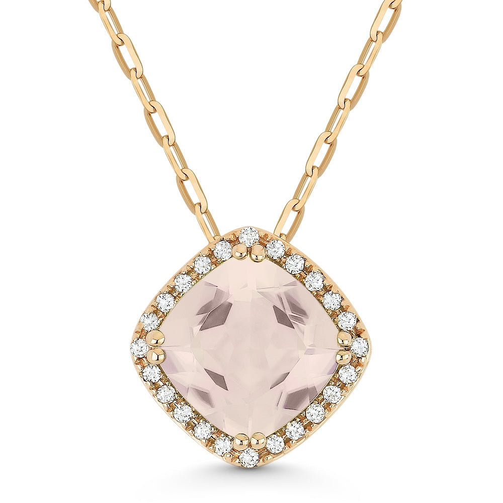 Madison L 14K Rose Gold Created Morganite Cushion Pendant - style N1060CMGP