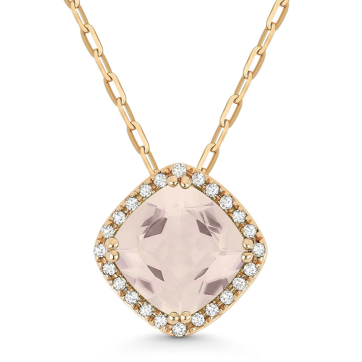 Madison L 14K Rose Gold Created Morganite Cushion Pendant - style N1060CMGP