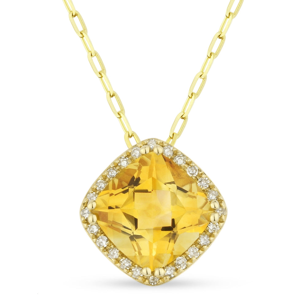 Madison L 14K Yellow Gold Citrine Cushion Pendant - style N1060CTY