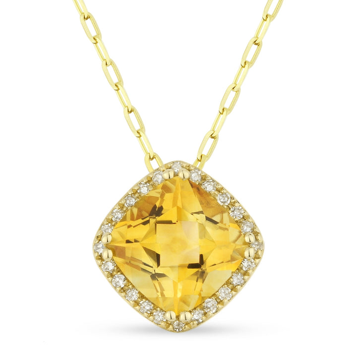 Madison L 14K Yellow Gold Citrine Cushion Pendant - style N1060CTY