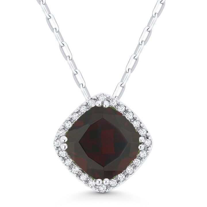 Madison L 14K White Gold Garnet Cushion Pendant - style N1060GAW
