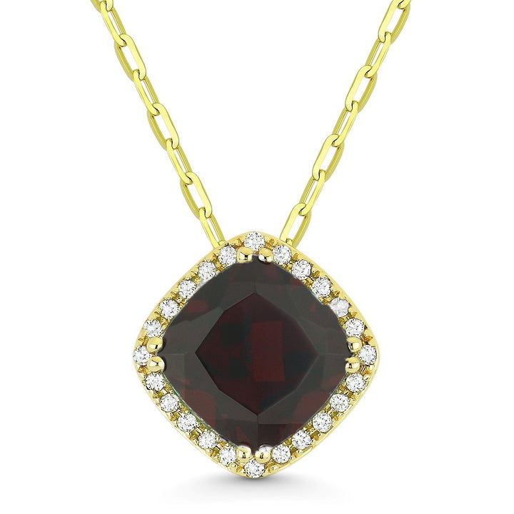 Madison L 14K Yellow Gold Garnet Cushion Pendant - style N1060GAY