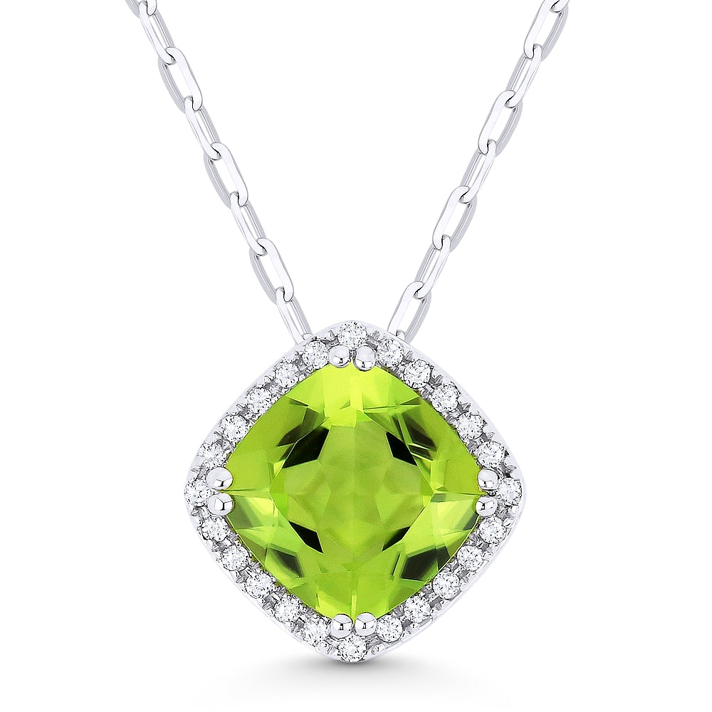 Madison L 14K White Gold Peridot Cushion Pendant - style N1060PRW