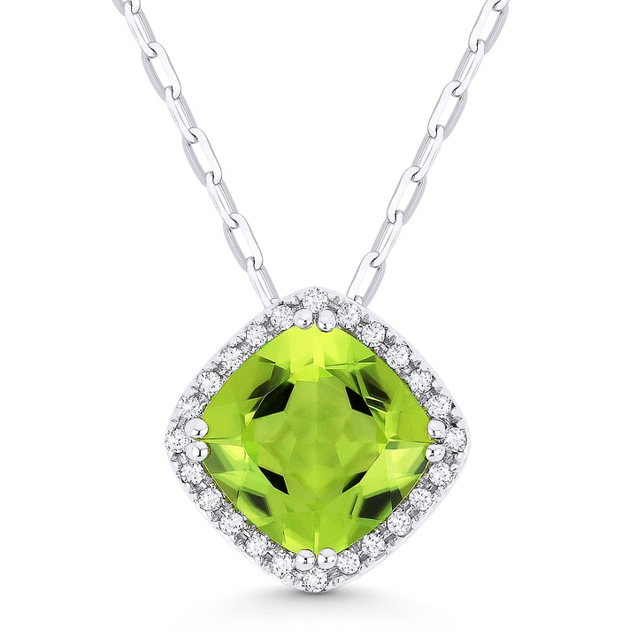 Madison L 14K White Gold Peridot Cushion Pendant - style N1060PRW