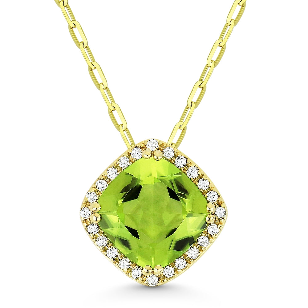 Madison L 14K Yellow Gold Peridot Cushion Pendant - style N1060PRY
