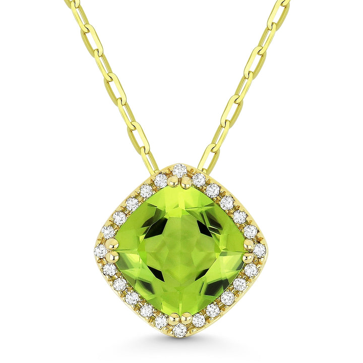 Madison L 14K Yellow Gold Peridot Cushion Pendant - style N1060PRY