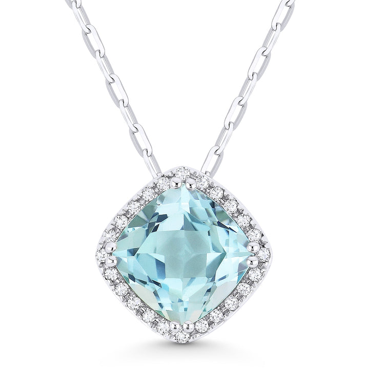 Madison L 14K White Gold Swiss Blue Topaz Cushion Pendant - style N1060SWBTW
