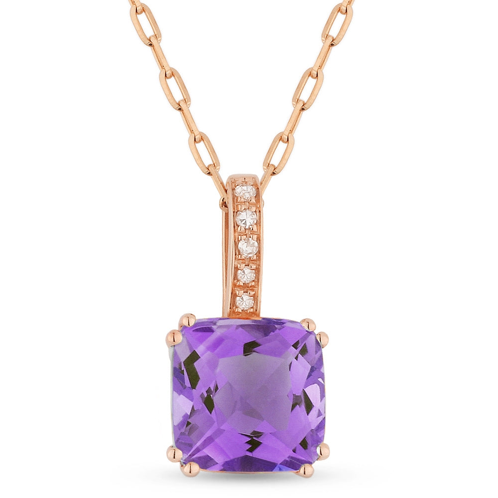 Madison L 14K Rose Gold Amethyst Cushion Pendant - style N1070AMP