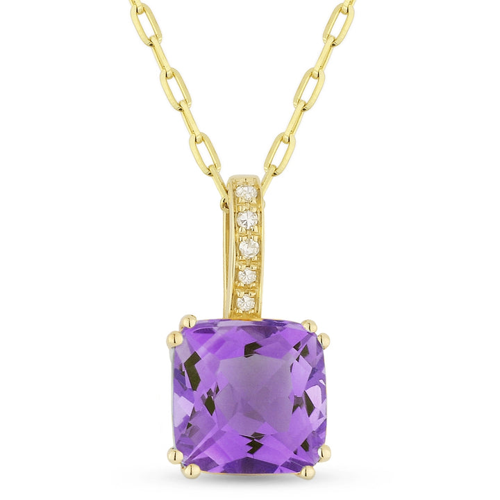 Madison L 14K Yellow Gold Amethyst Cushion Pendant - style N1070AMY