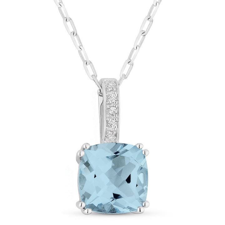 Madison L 14K White Gold Aquamarine Cushion Pendant - style N1070AQW