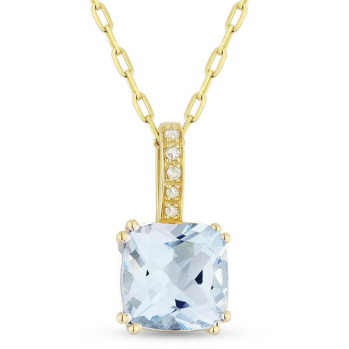 Madison L 14K Yellow Gold Aquamarine Cushion Pendant - style N1070AQY
