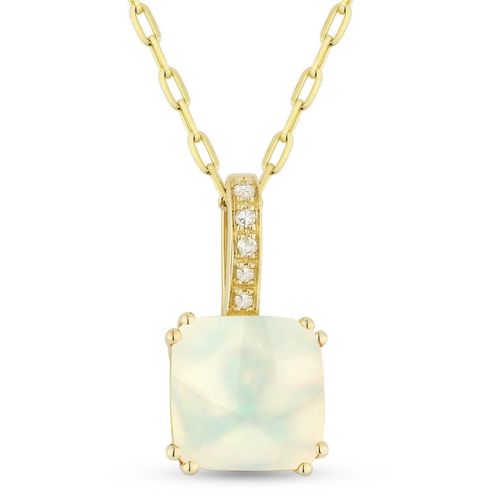 Madison L 14K Yellow Gold Created Ethiopian Opal Cushion Pendant - style N1070COPY
