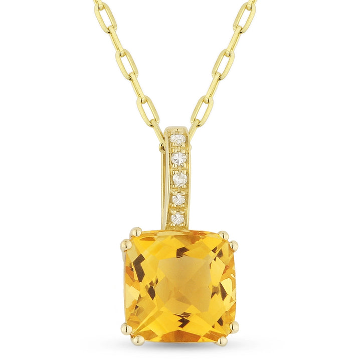 Madison L 14K Yellow Gold Citrine Cushion Pendant - style N1070CTY